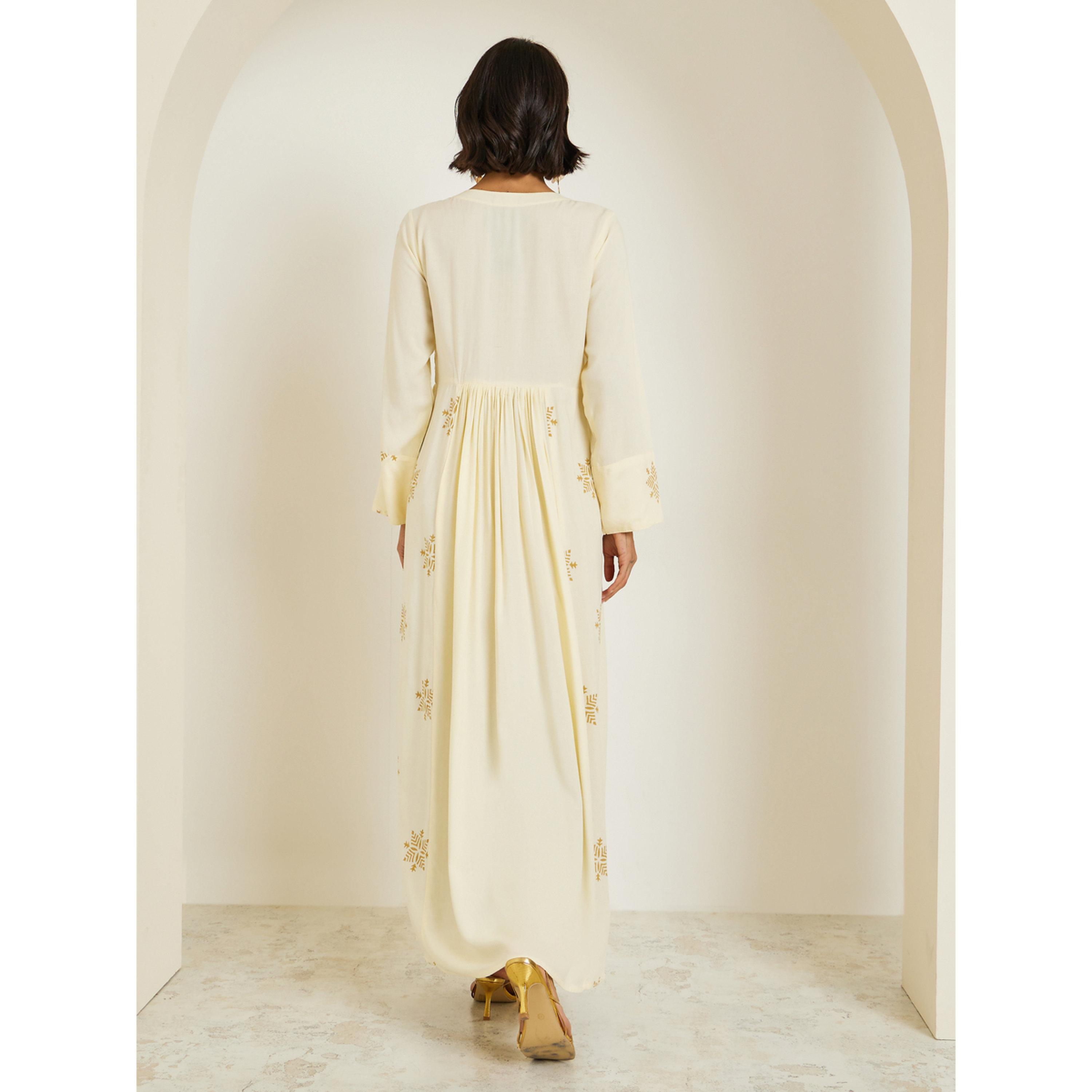 Styli Women Cream Embroidered A-Line Jalabiya-women-arabicclothing-jalabiyas-image-5