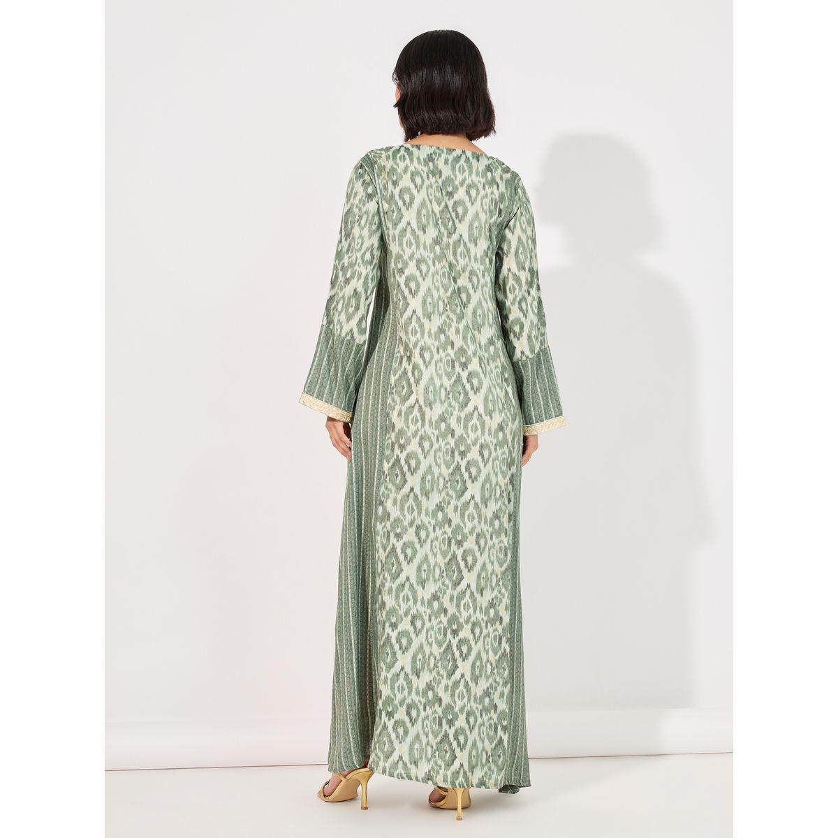 جلابية مطبوعة بالكامل على شكل حرف A مع تفاصيل مطرزة-women-arabicclothing-jalabiyas-image-6