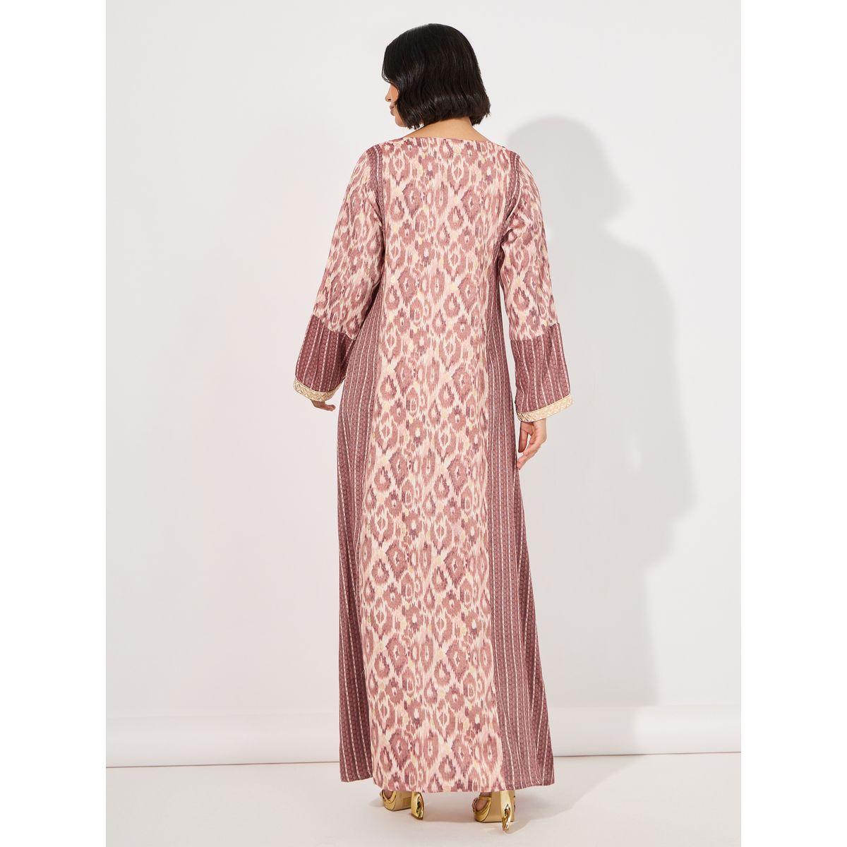 All-Over Print Embroidered Neck Jalabiya-women-arabicclothing-jalabiyas-image-6