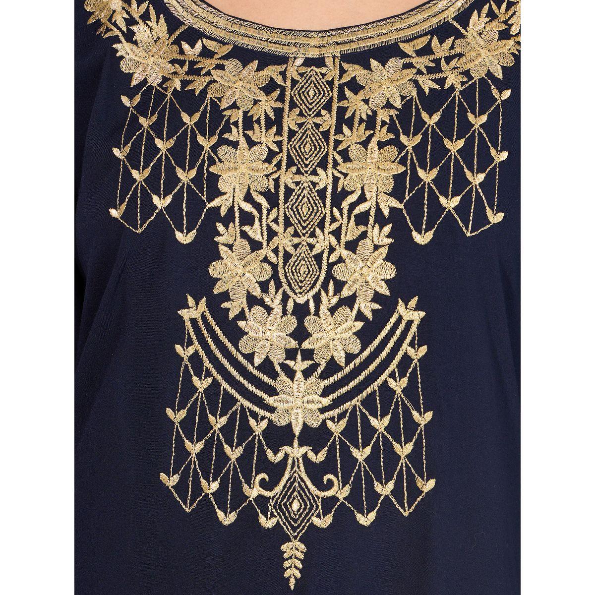 Embroidered Round Neck A-Line Jalabiya-women-arabicclothing-jalabiyas-image-3