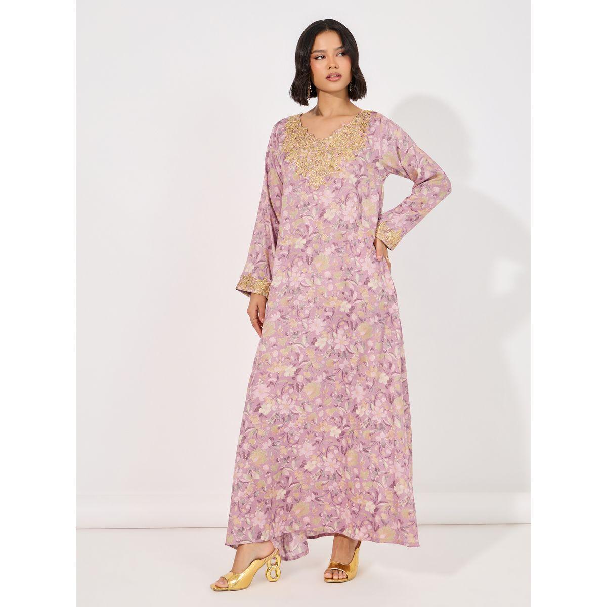 All-Over Print Embroidered Mukhawar Jalabiya-women-arabicclothing-jalabiyas-image-4