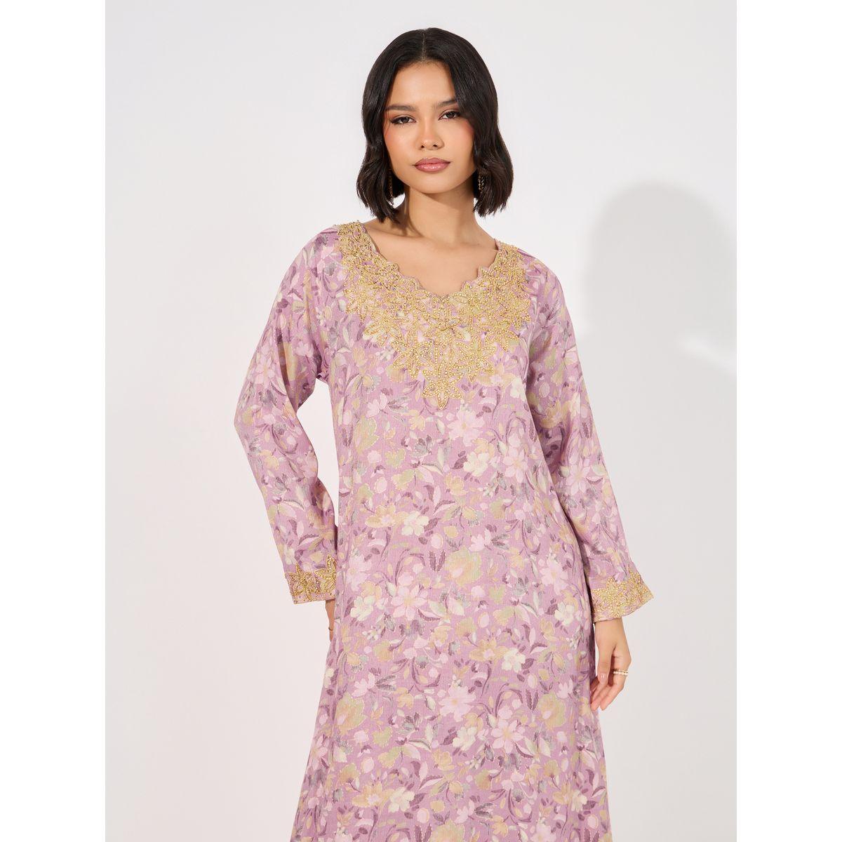 All-Over Print Embroidered Mukhawar Jalabiya-women-arabicclothing-jalabiyas-image-5