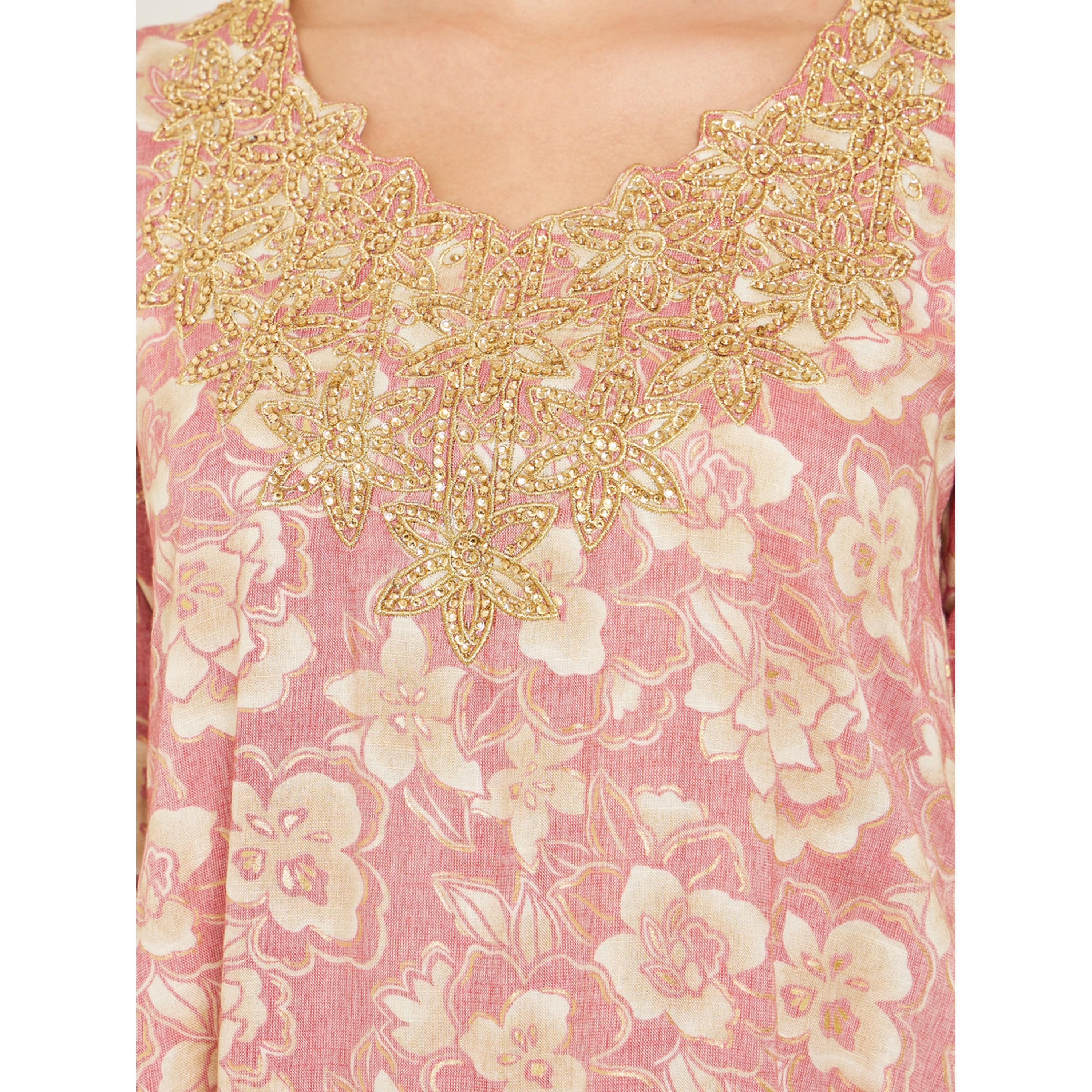 Styli Women Pink Embroidered Floral Print Mukhawar Jalabiya-women-arabicclothing-jalabiyas-image-4