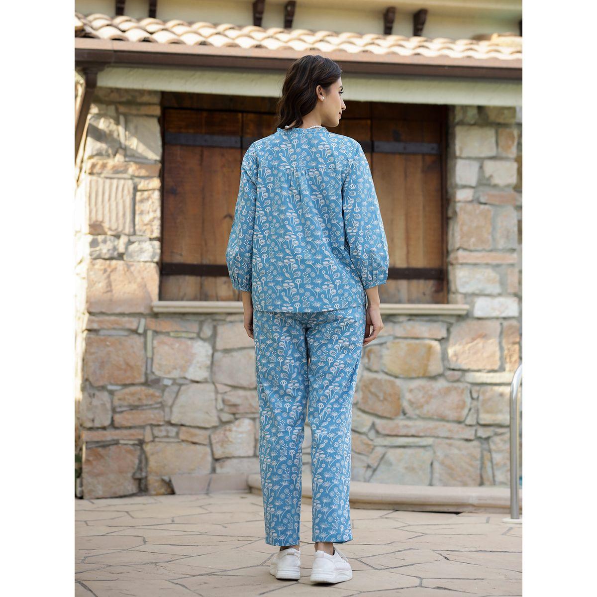 Sanskrutihomes X Styli  Pure Cotton Floral Print Top & Pyjama Set-women-clothing-nightwear-pyjamas-shortsets-image-2
