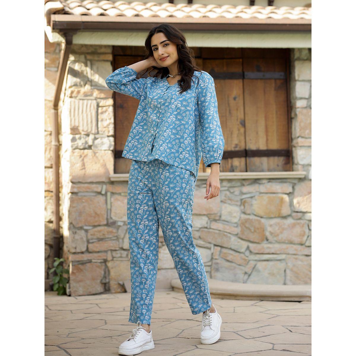 Sanskrutihomes X Styli  Pure Cotton Floral Print Top & Pyjama Set-women-clothing-nightwear-pyjamas-shortsets-image-3