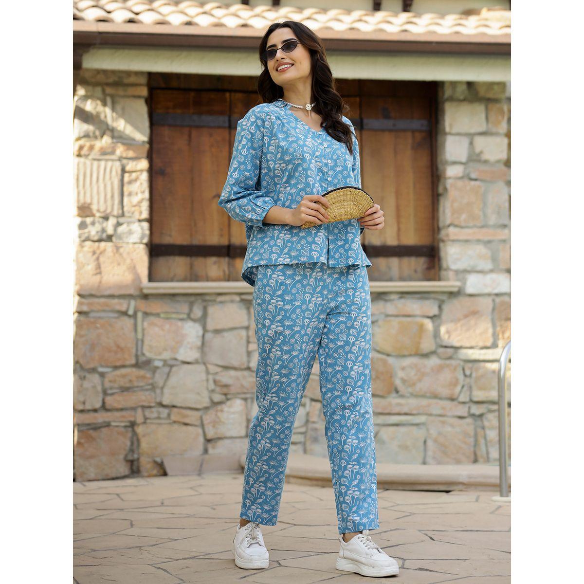 Sanskrutihomes X Styli  Pure Cotton Floral Print Top & Pyjama Set-women-clothing-nightwear-pyjamas-shortsets-image-4