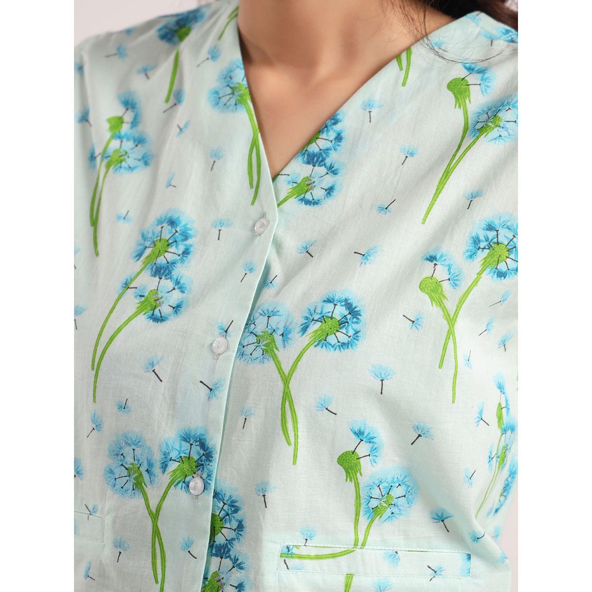 Sanskrutihomes X Styli  Cotton Flower Printed Sleeveless Shirt & Pyjama Set-women-clothing-nightwear-pyjamas-longsets-image-6