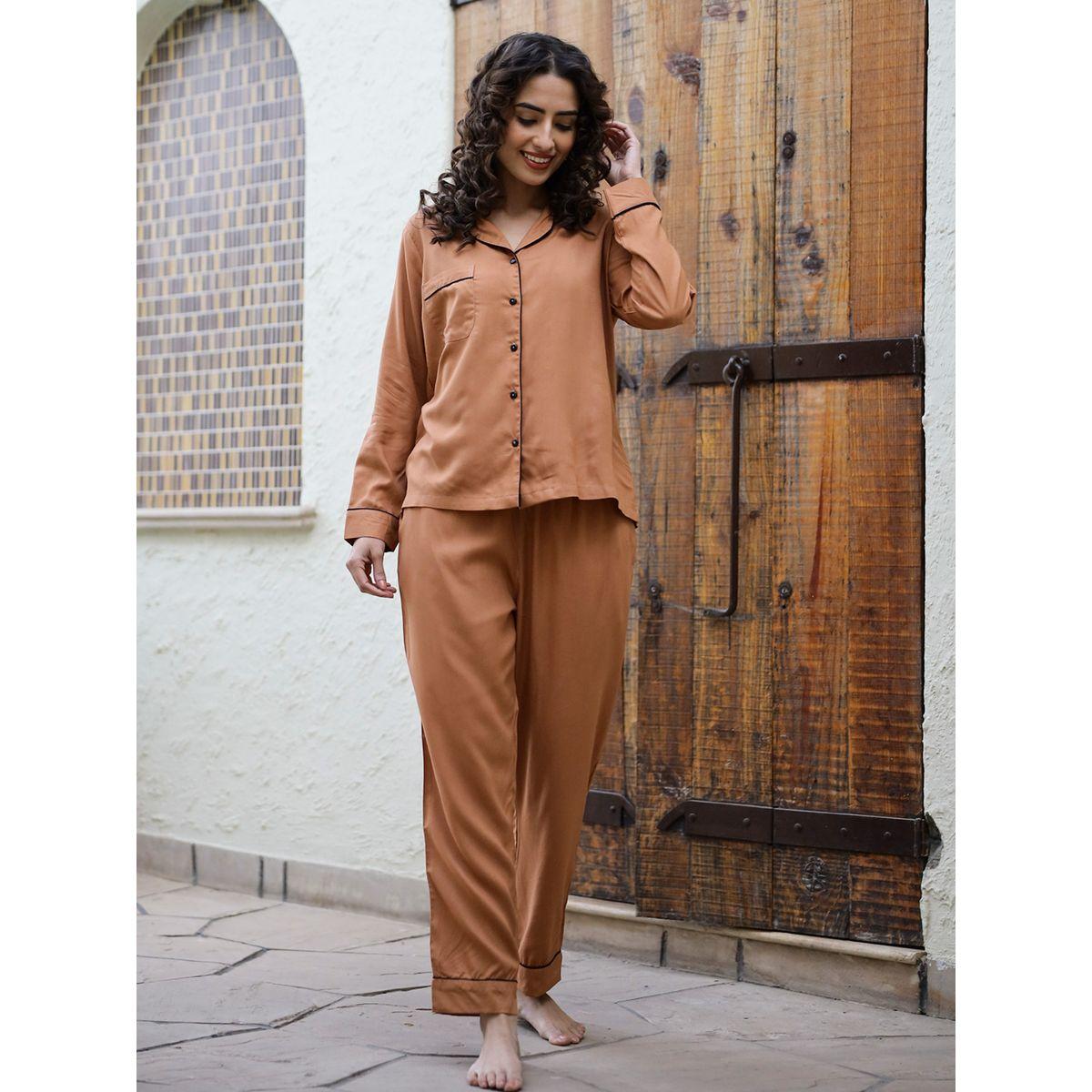 مجموعة من 3 - شورت وبلوزة محزوزة مع بنطال سانسكريتي هومز × ستايلي-women-clothing-nightwear-pyjamas-longsets-image-2