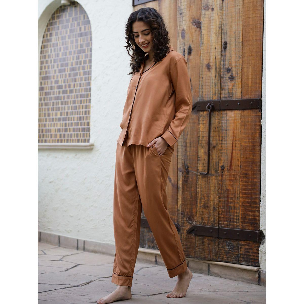 مجموعة من 3 - شورت وبلوزة محزوزة مع بنطال سانسكريتي هومز × ستايلي-women-clothing-nightwear-pyjamas-longsets-image-5