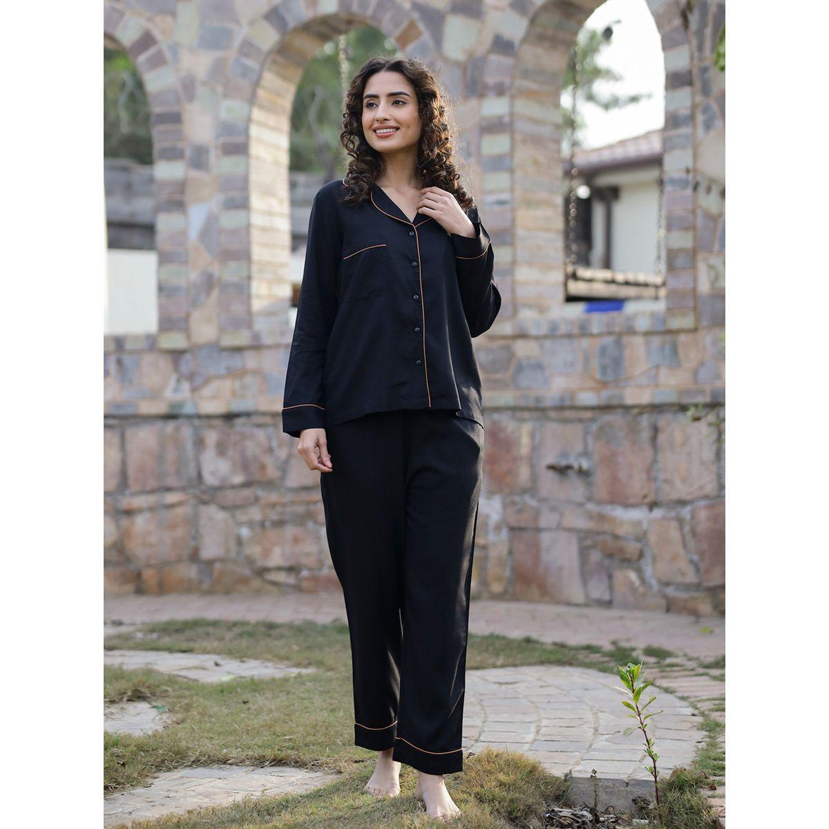 مجموعة من 3 - شورت وبلوزة محزوزة مع بنطال سانسكريتي هومز × ستايلي-women-clothing-nightwear-pyjamas-longsets-image-2