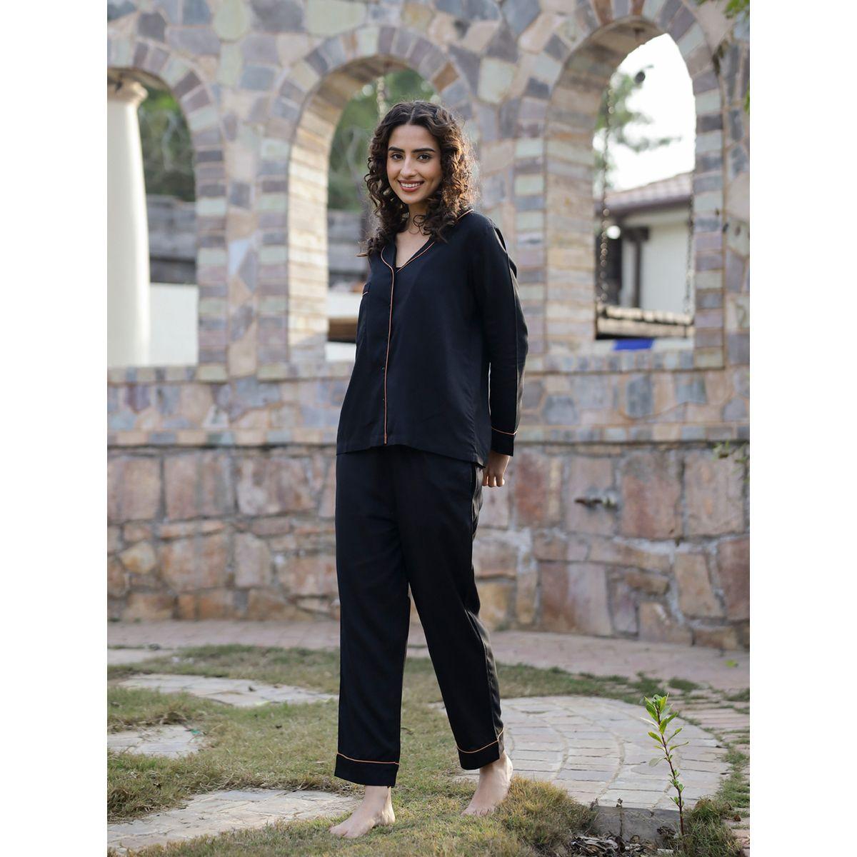 مجموعة من 3 - شورت وبلوزة محزوزة مع بنطال سانسكريتي هومز × ستايلي-women-clothing-nightwear-pyjamas-longsets-image-3