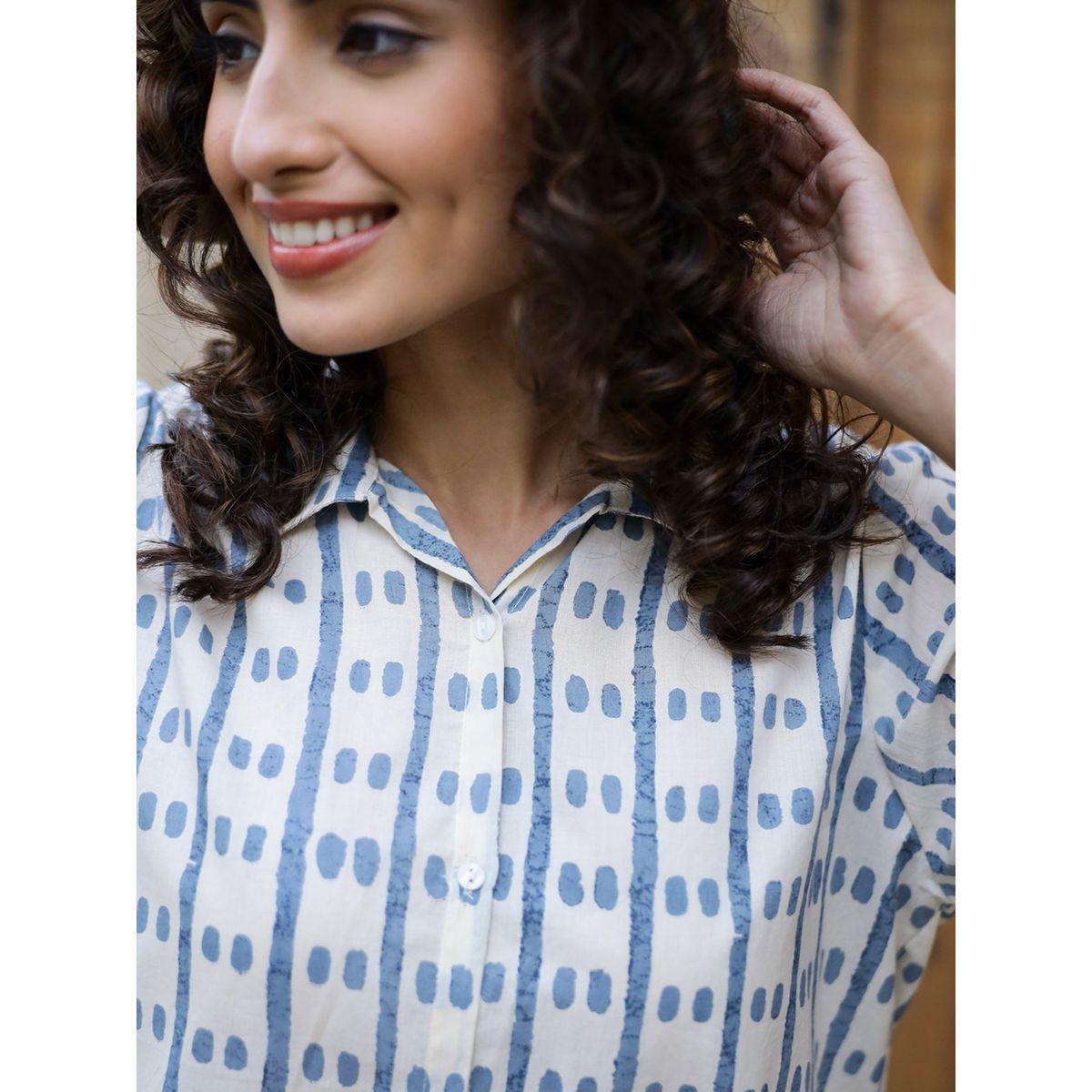 Sanskrutihomes X Styli  Pure Cotton Dotted Row Shirt & Pyjama Set-women-clothing-nightwear-pyjamas-longsets-image-6