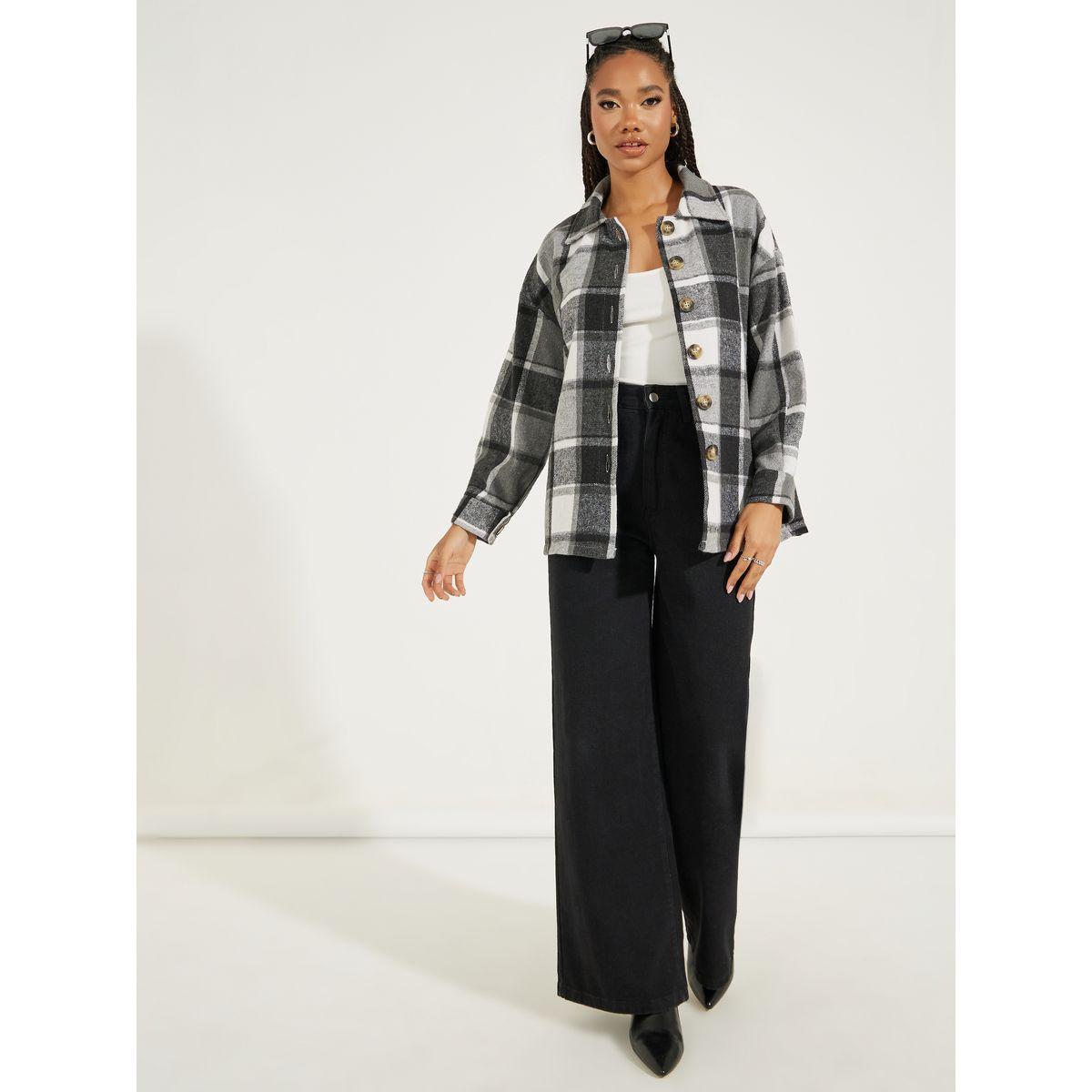 Styli Single Breasted Plaid Lapel Wool Jacket-women-winterwear-coatsandjackets-jackets-image-2