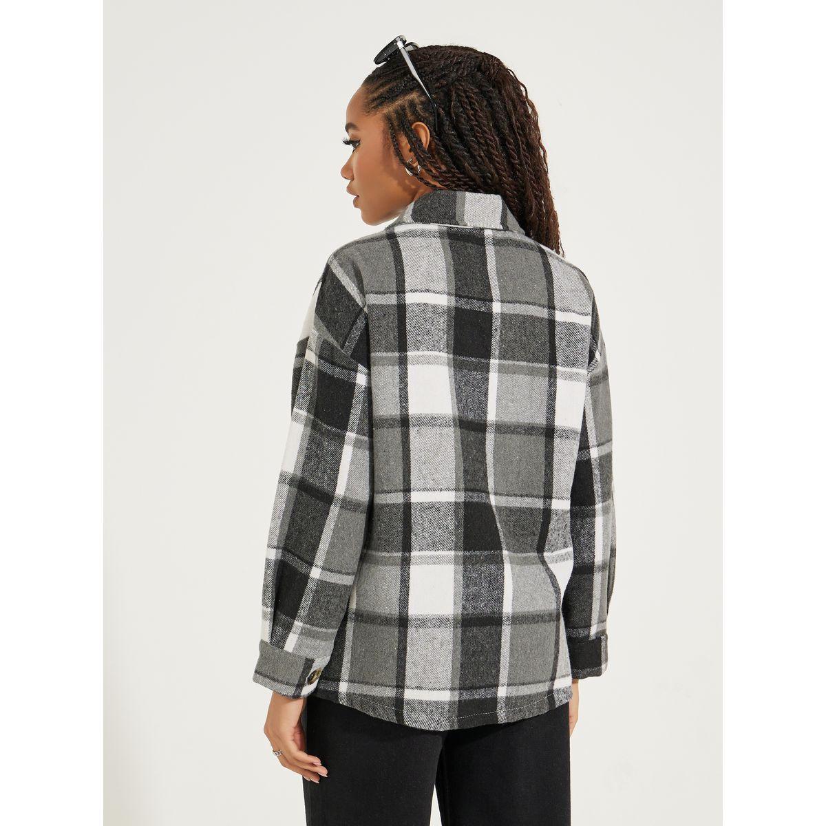 Styli Single Breasted Plaid Lapel Wool Jacket-women-winterwear-coatsandjackets-jackets-image-5