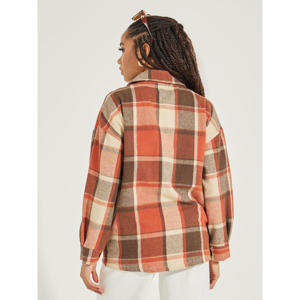 Styli Single Breasted Plaid Lapel Wool Jacket-women-winterwear-coatsandjackets-jackets-image-5