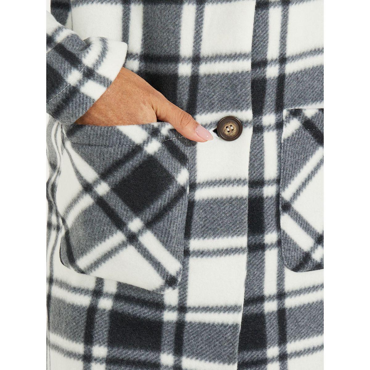 Styli Single Breasted Plaid Lapel Wool Jacket-women-clothing-coatsandjackets-coats-image-4