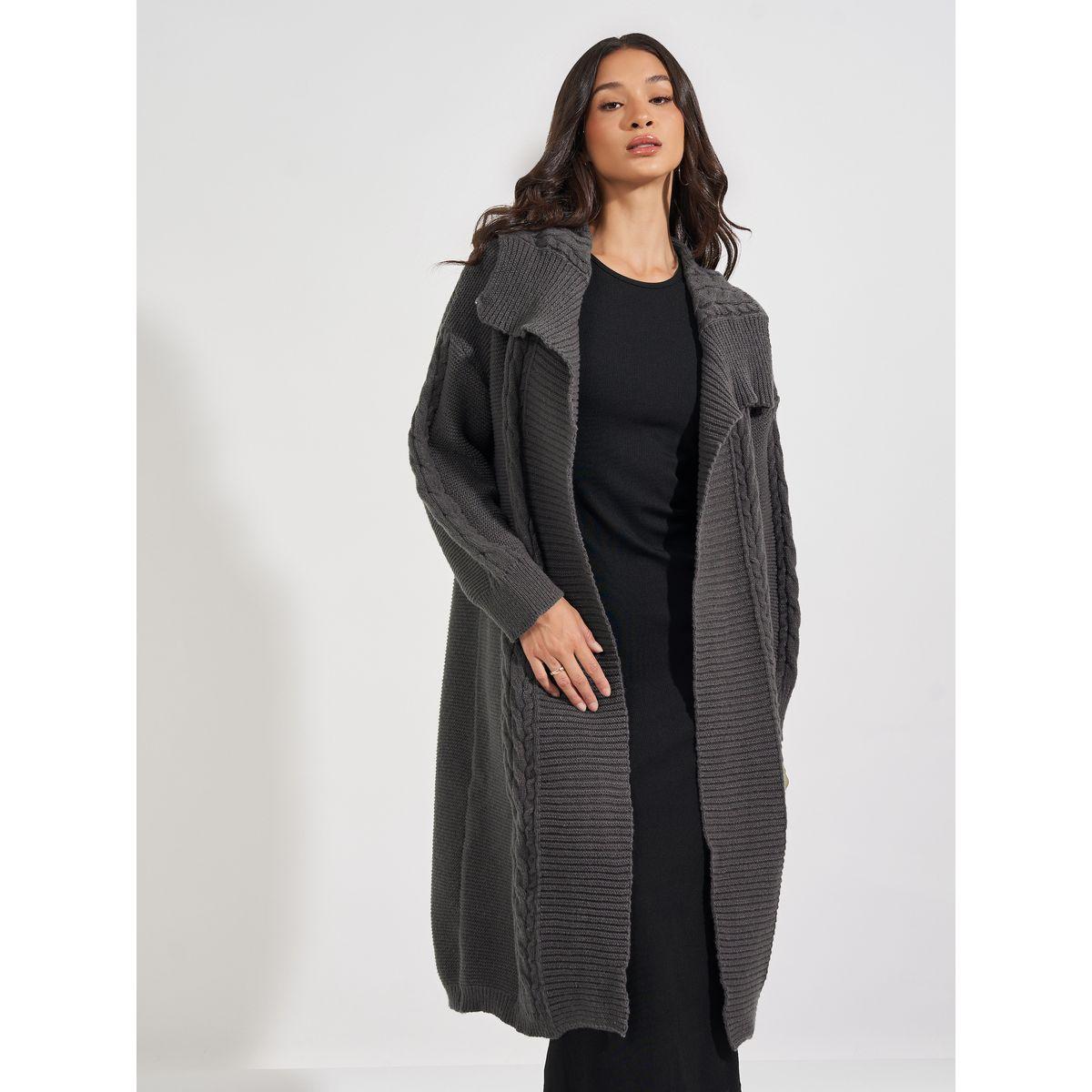 Styli Oversized Longline Chunky Knit Cardigan-women-winterwear-cardigansandjumpers-cardigans-image-2