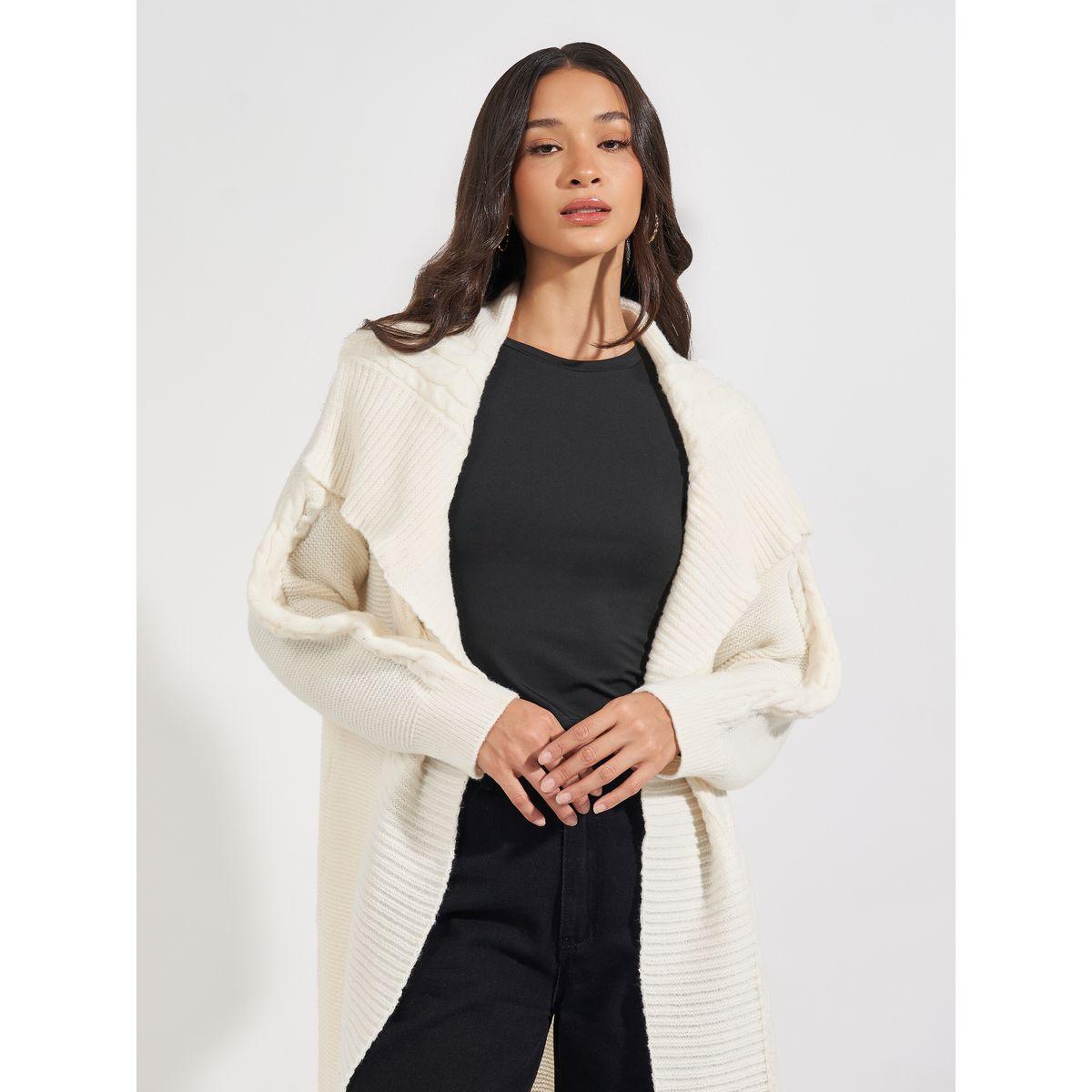 Styli Oversized Longline Chunky Knit Cardigan-women-winterwear-cardigansandjumpers-cardigans-image-2
