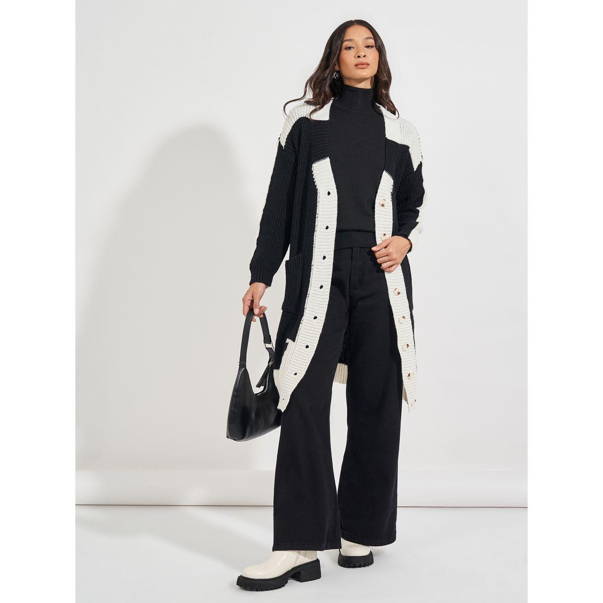 Styli Oversized Longline Chunky Knit Buttoned Cardigan-women-winterwear-cardigansandjumpers-cardigans-image-1