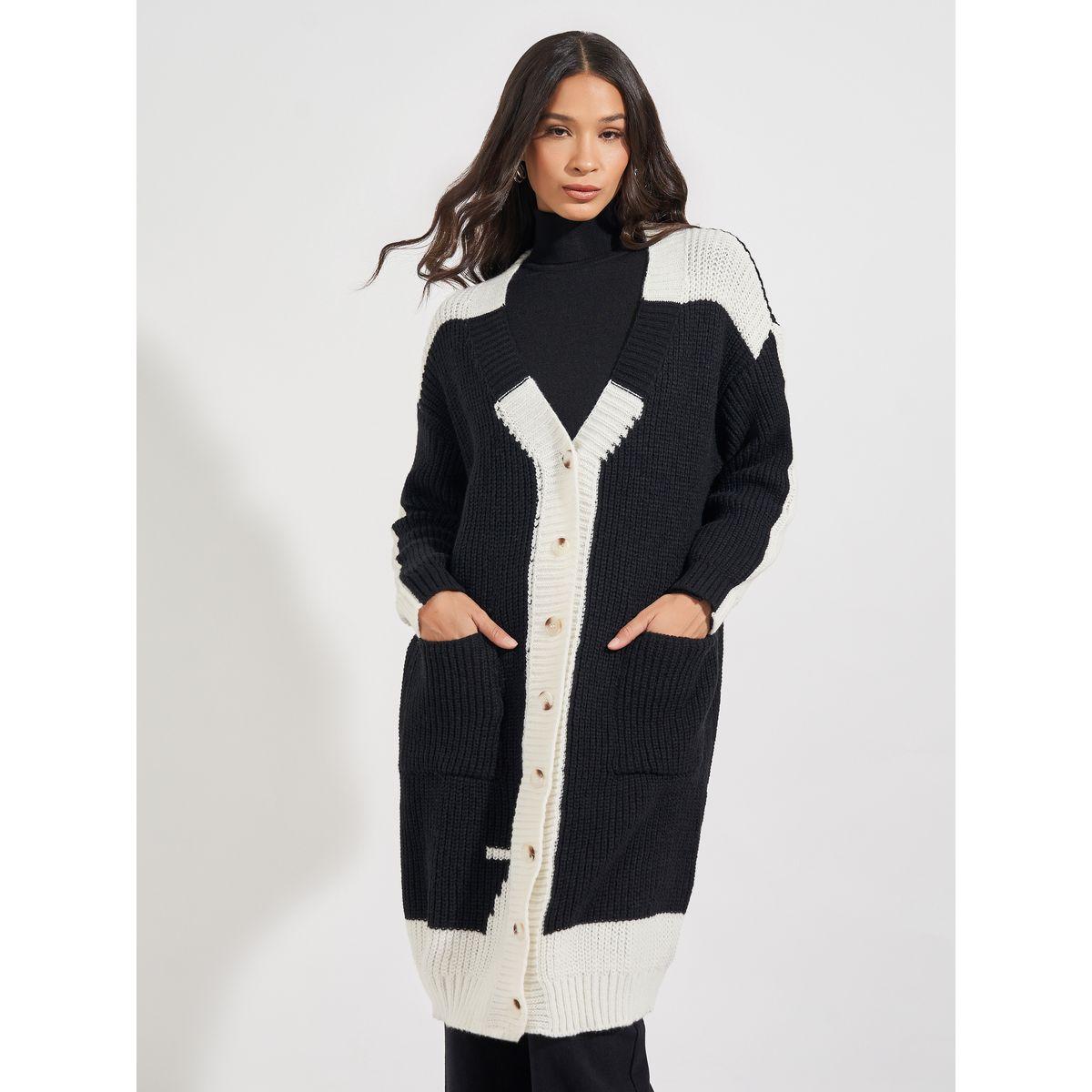 Styli Oversized Longline Chunky Knit Buttoned Cardigan-women-winterwear-cardigansandjumpers-cardigans-image-2