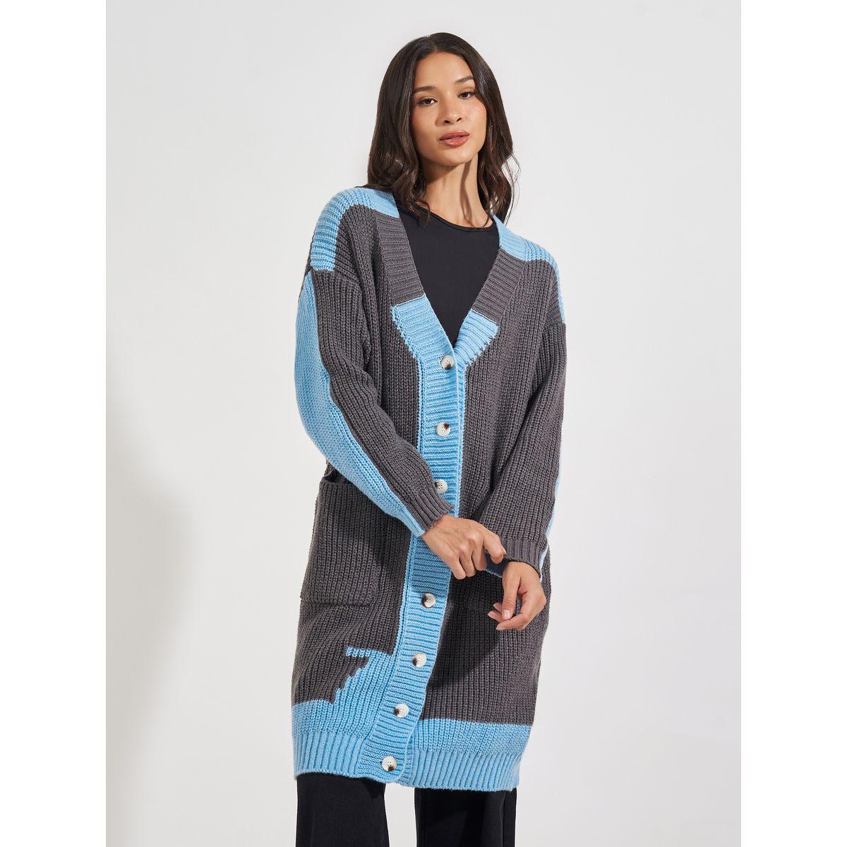 Styli Oversized Longline Chunky Knit Buttoned Cardigan-women-winterwear-cardigansandjumpers-cardigans-image-2