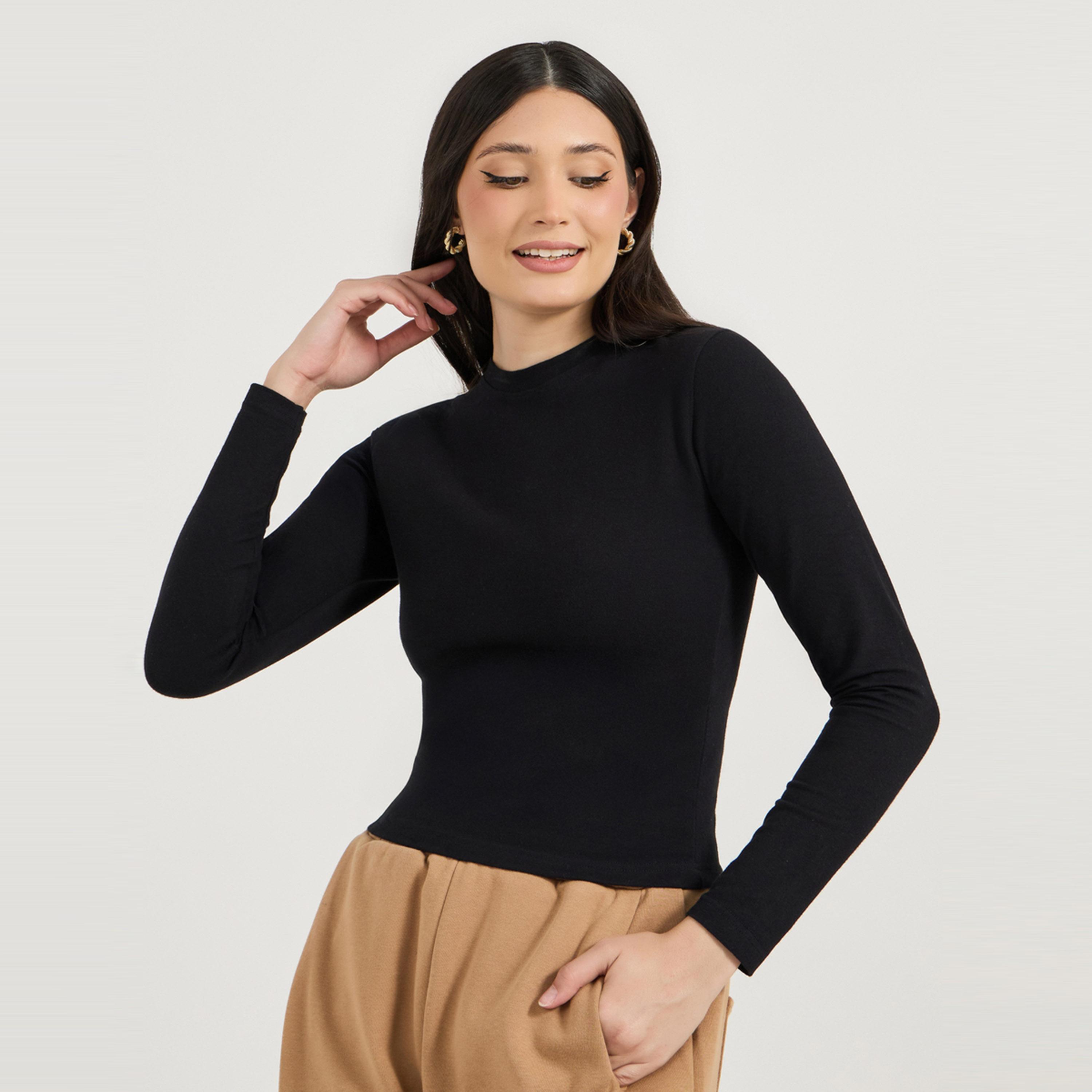 Styli Pack of 2 - Solid Round Neck T-Shirt-women-clothing-tshirts-image-2