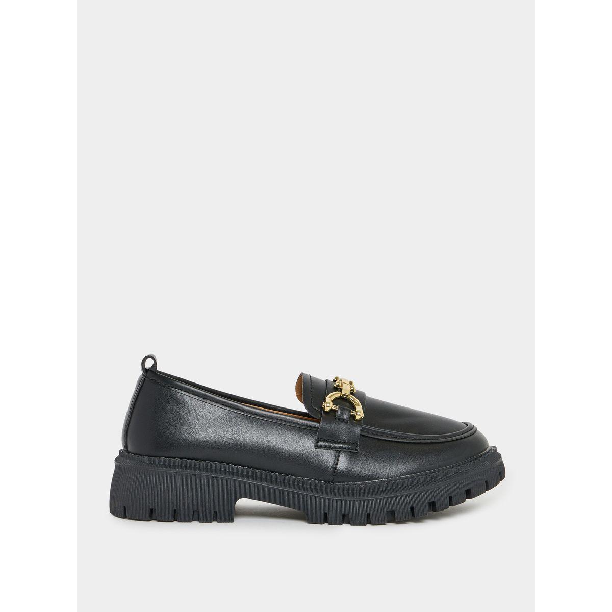 Styli Chain Detail Leather Look Loafers-women-shoes-flats-loafers-image-1