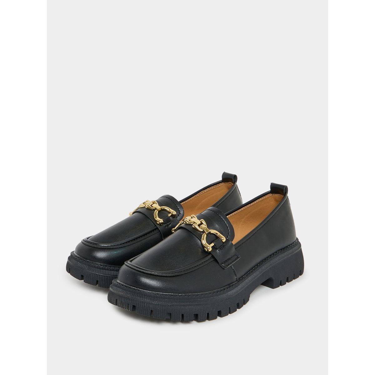Styli Chain Detail Leather Look Loafers-women-shoes-flats-loafers-image-2