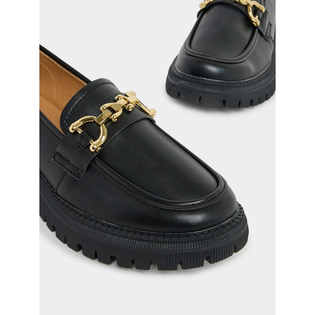 Styli Chain Detail Leather Look Loafers-women-shoes-flats-loafers-image-3
