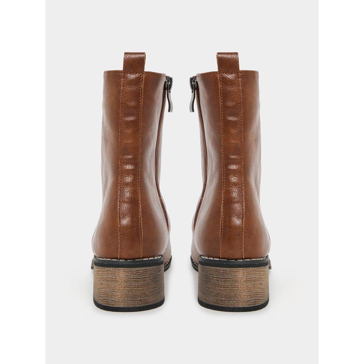 Styli Lace-Up Detail Pointed Toe Block Heel Boots-women-shoes-boots-image-4