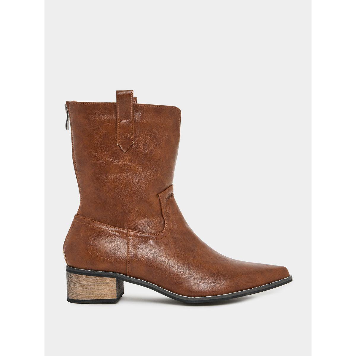 Styli Retro Cowboy Design Zip Ankle Boots-women-shoes-boots-image-1