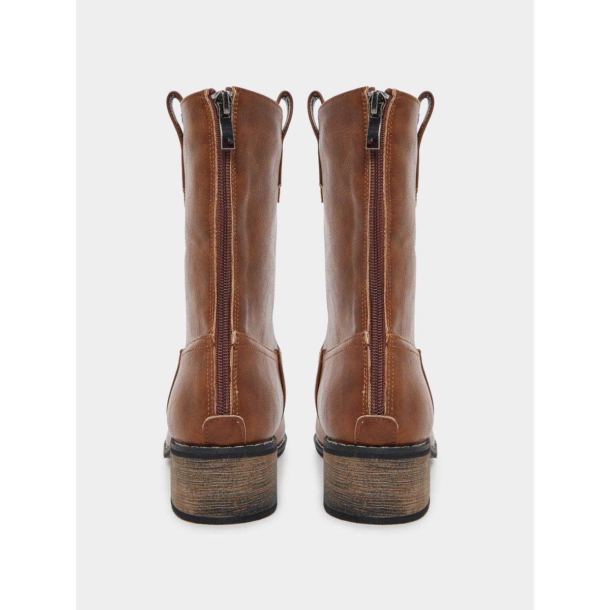 Styli Retro Cowboy Design Zip Ankle Boots-women-shoes-boots-image-4