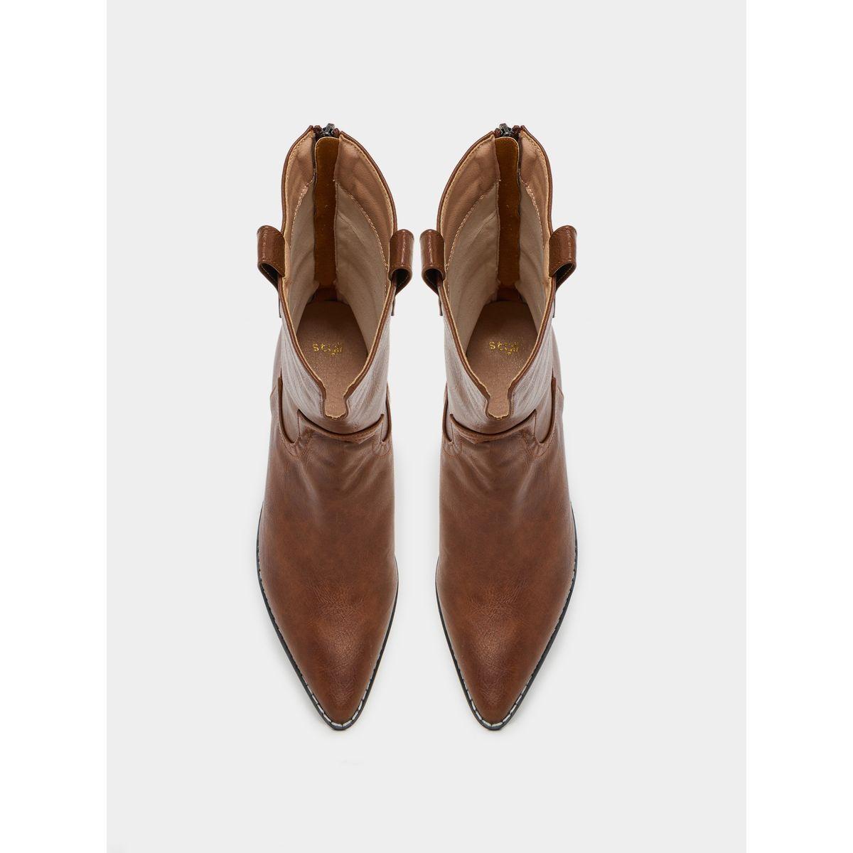 Styli Retro Cowboy Design Zip Ankle Boots-women-shoes-boots-image-5