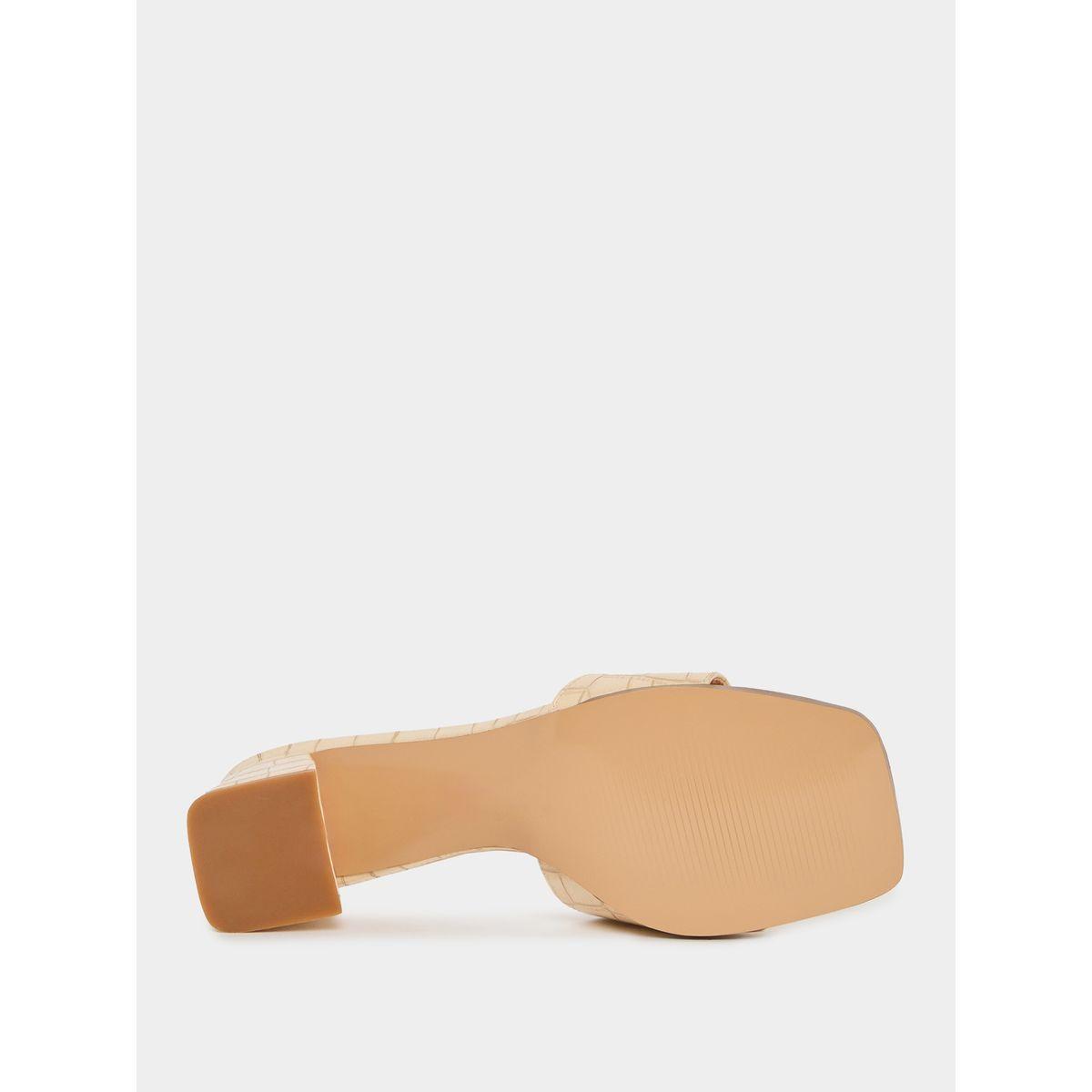 Styli Textured Block Heel Sandals-women-shoes-heels-image-6