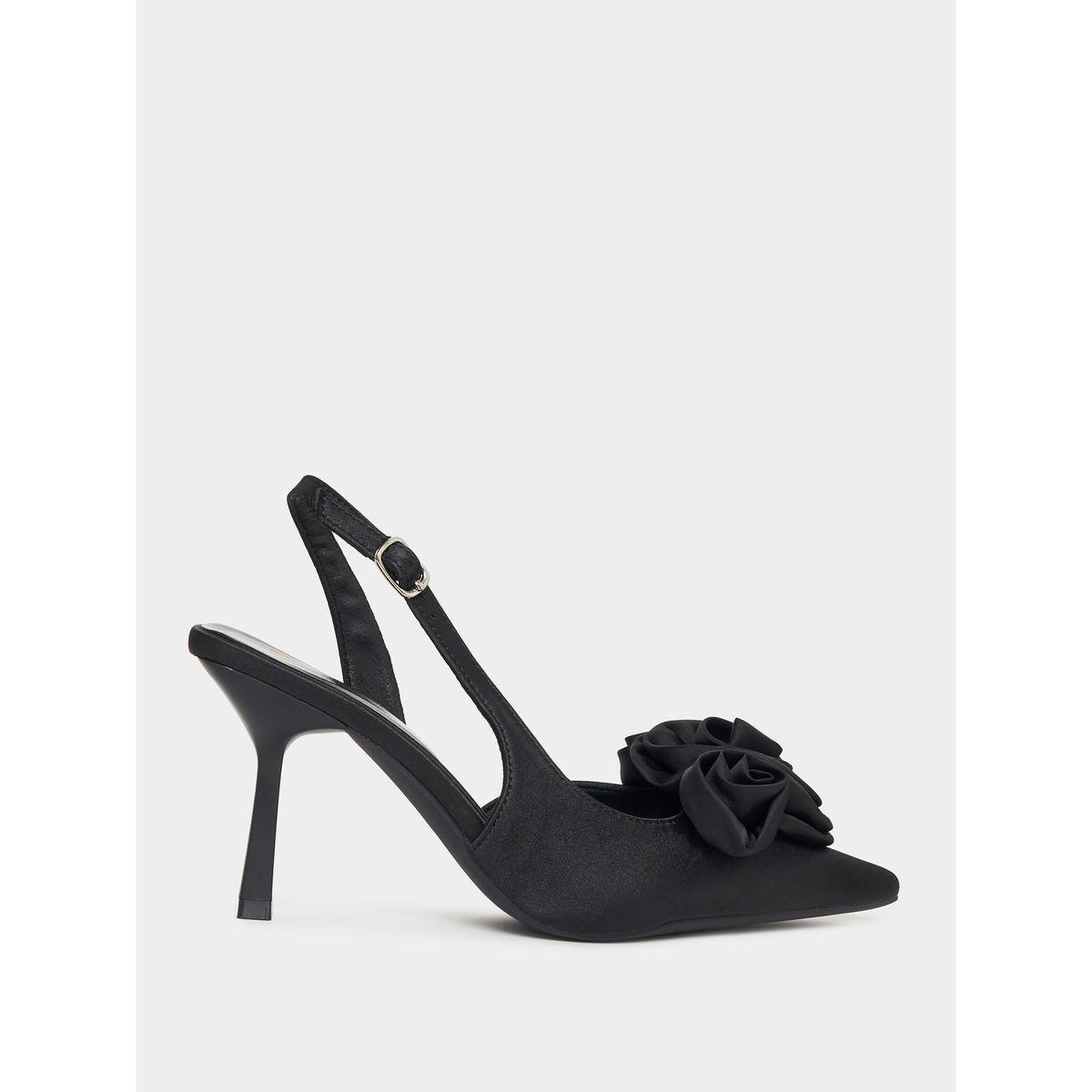 Styli Flower Applique Slingback Heel Shoes-women-shoes-heels-image-1