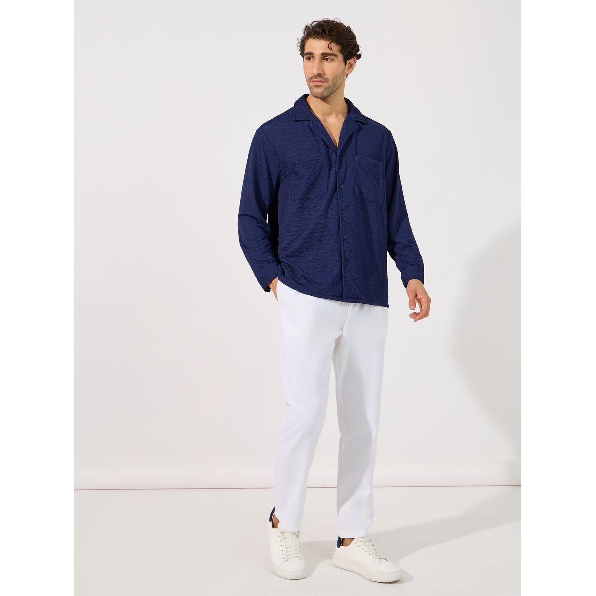 Styli Textured Relaxed Fit Shirt with Utility Buttoned Pockets-men-clothing-shirts-image-2