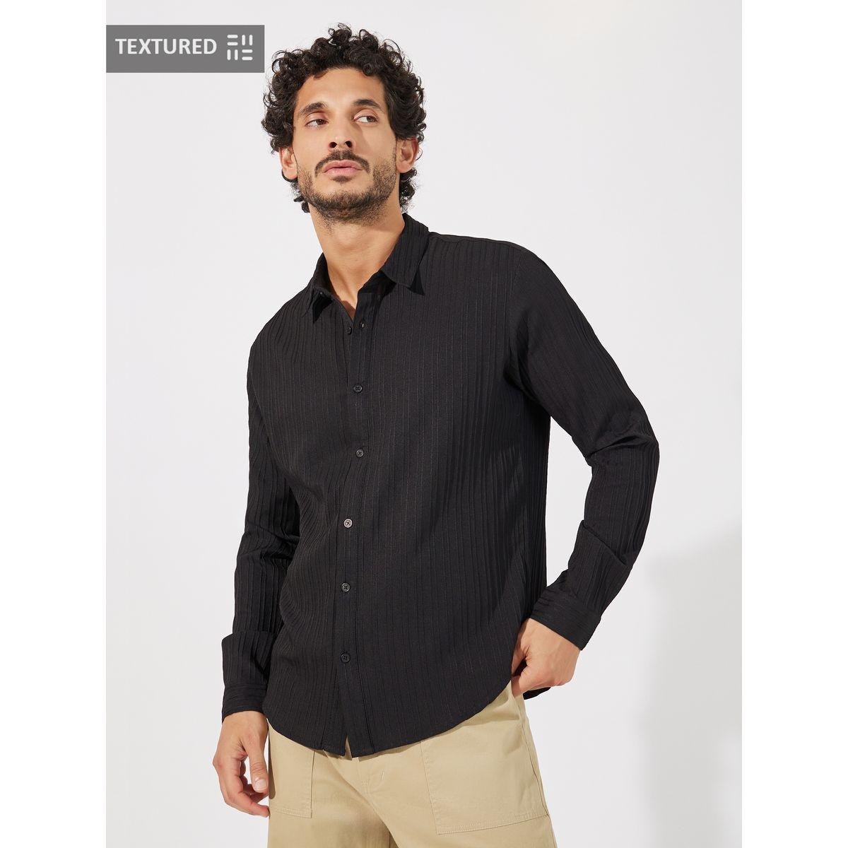 Styli Textured Relaxed Fit Shirt with Button Placket-men-clothing-shirts-image-1