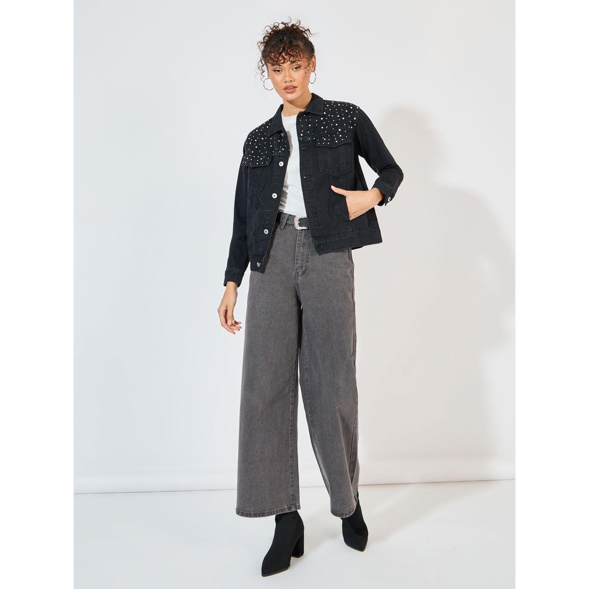 جاكيت دنيم منمق مع جيوب وأزرار-women-winterwear-coatsandjackets-jackets-image-3