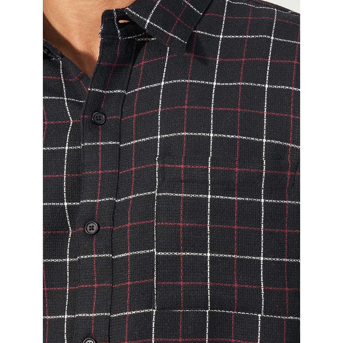 Styli Check Relaxed Fit Shirt with Chest Pocket-men-clothing-shirts-image-3