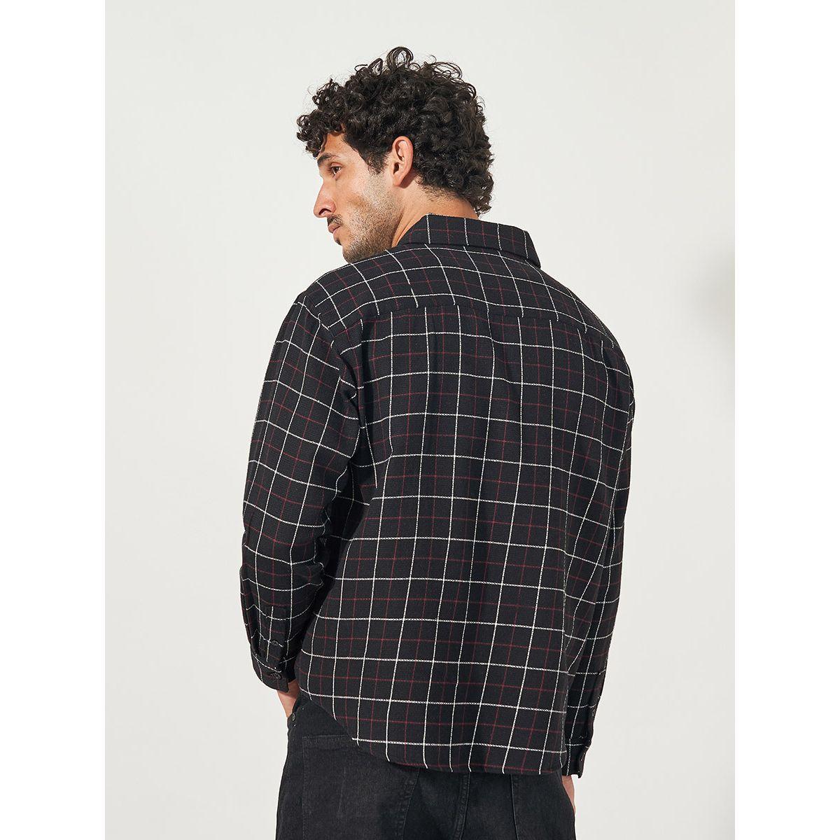 Styli Check Relaxed Fit Shirt with Chest Pocket-men-clothing-shirts-image-4