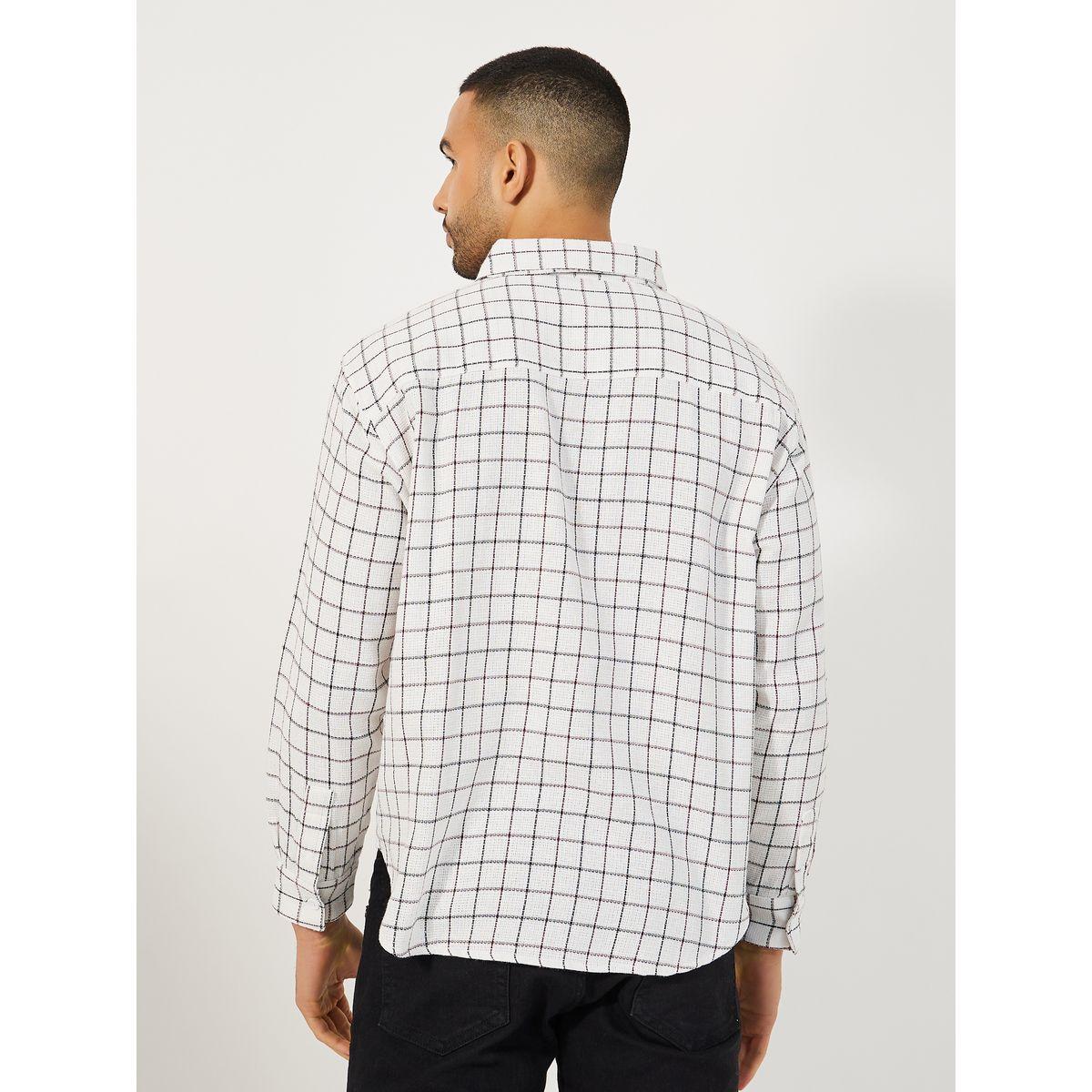 قميص بطبعة مربعات وقصة مريحة مع جيب-men-clothing-shirts-image-4