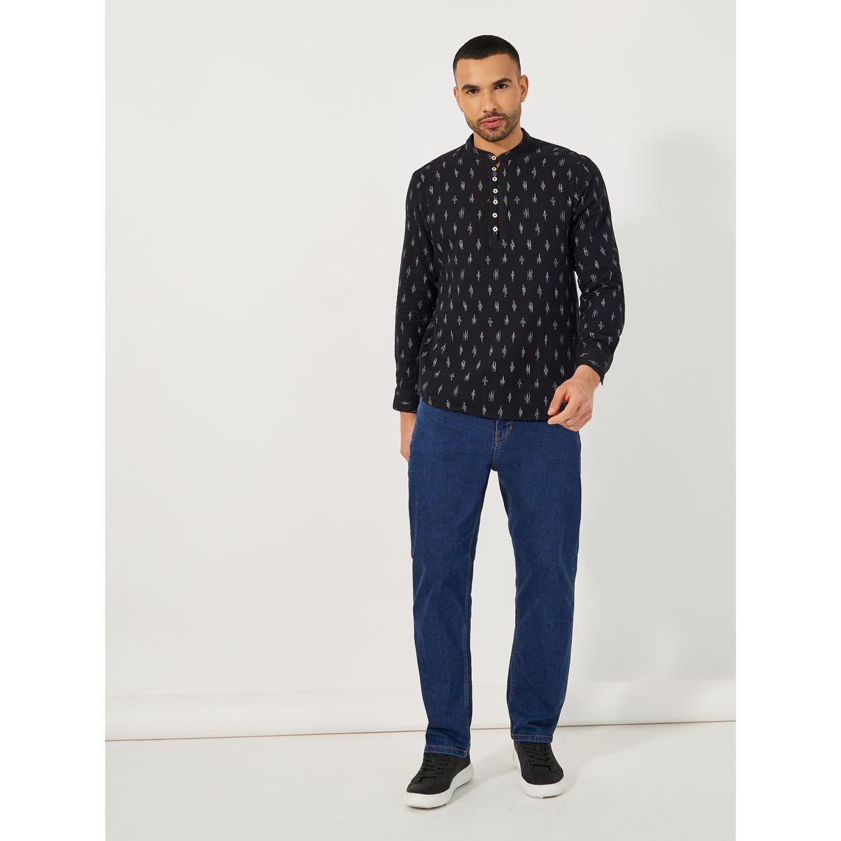 قميص بياقة ماندارين وأكمام طويلة-men-clothing-shirts-image-2