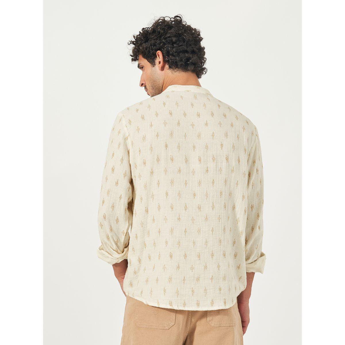 قميص بخيوط دوبي وياقة ماندارين مع أزرار-men-clothing-shirts-image-5