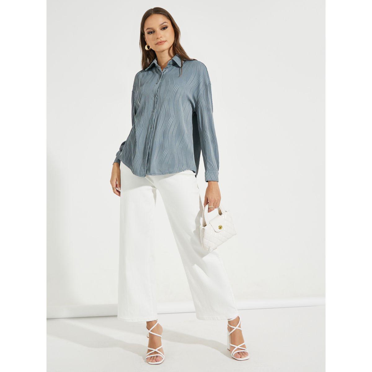 Styli Textured Wave Stripe Buttoned Shirt-women-clothing-shirtsandblouses-shirts-image-2