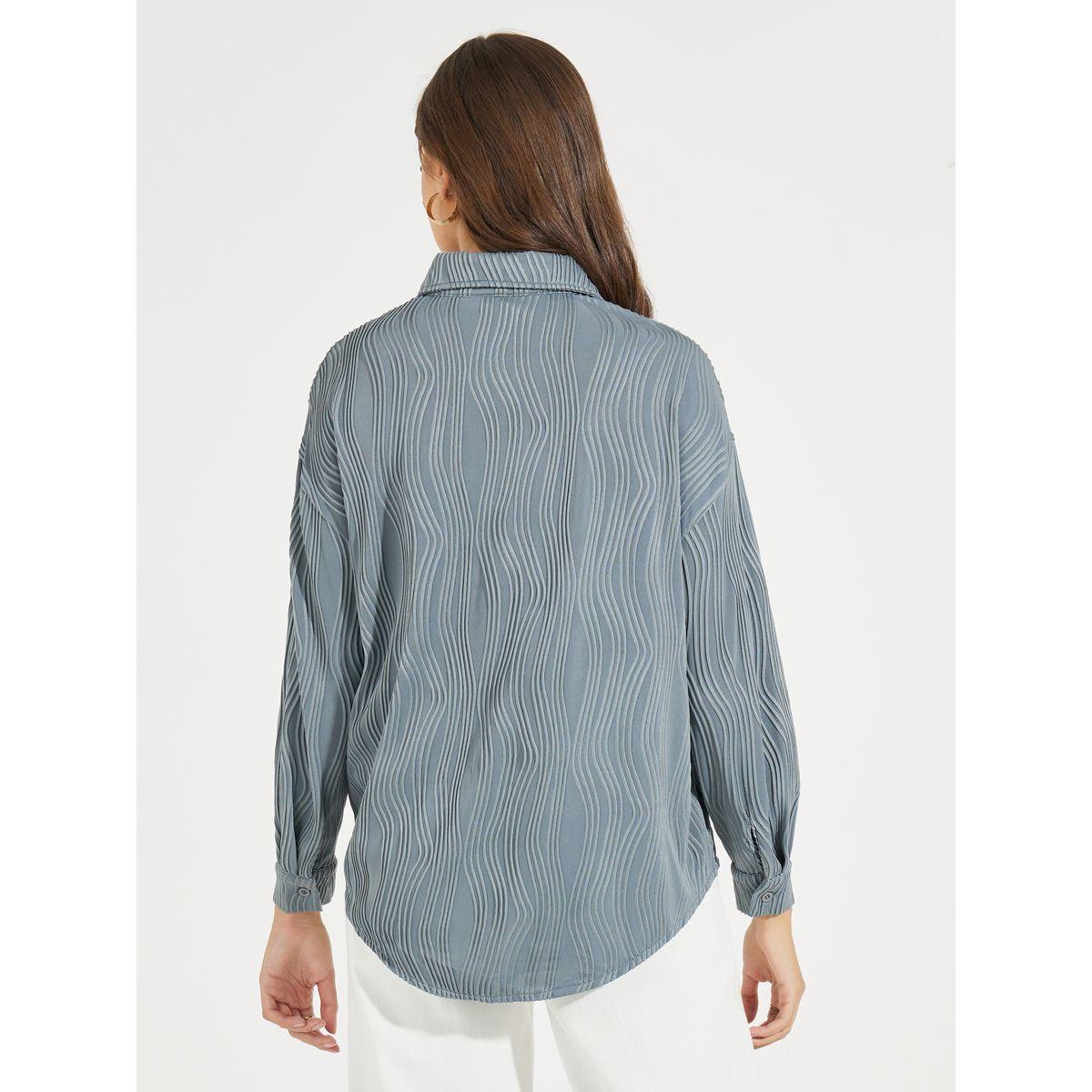 Styli Textured Wave Stripe Buttoned Shirt-women-clothing-shirtsandblouses-shirts-image-4