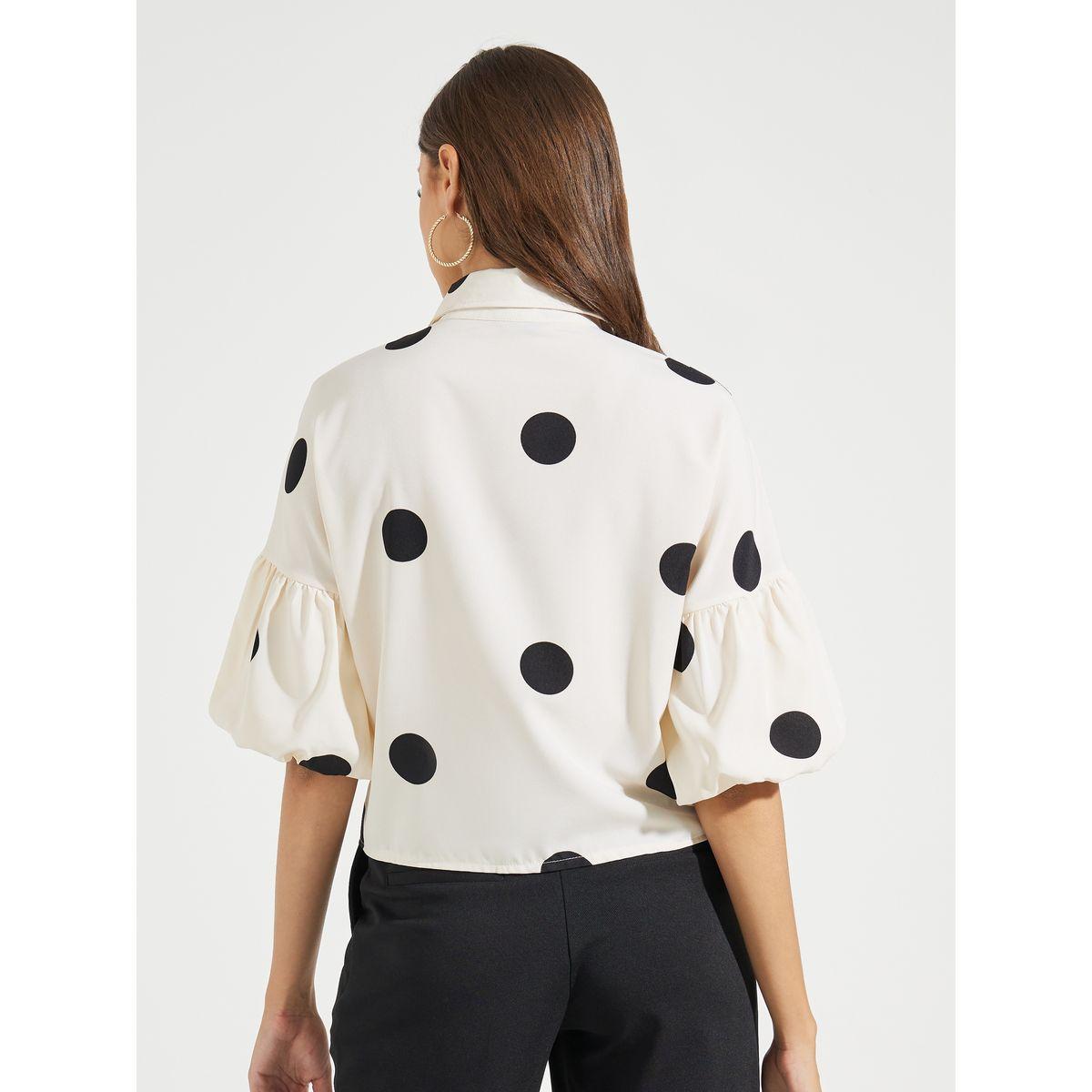 Styli Polka Dot Buttoned Shirt with Volume Sleeves-women-clothing-shirtsandblouses-shirts-image-4