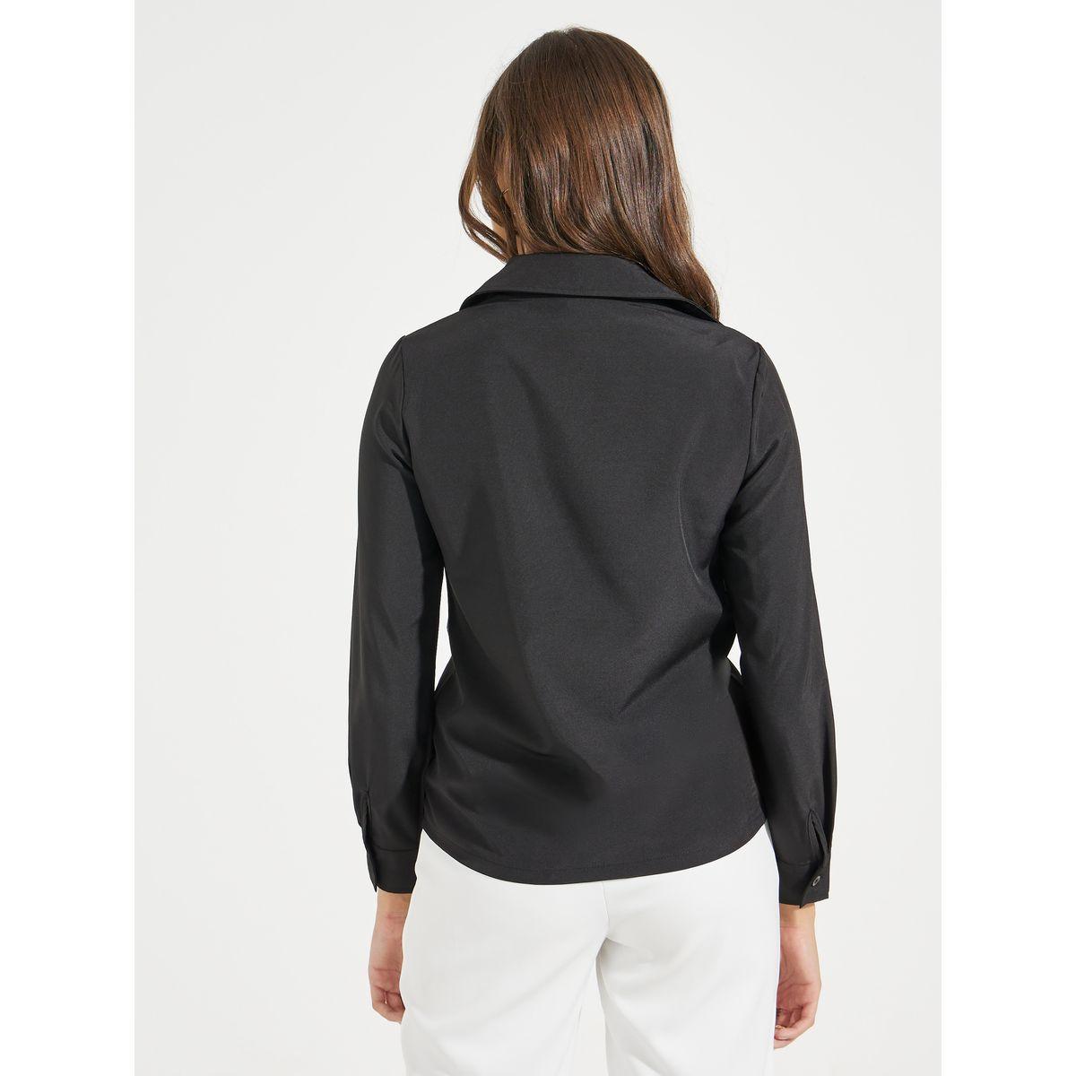 بلوزة سادة بتفاصيل ملفوفة واكمام طويلة-women-clothing-shirtsandblouses-shirts-image-1