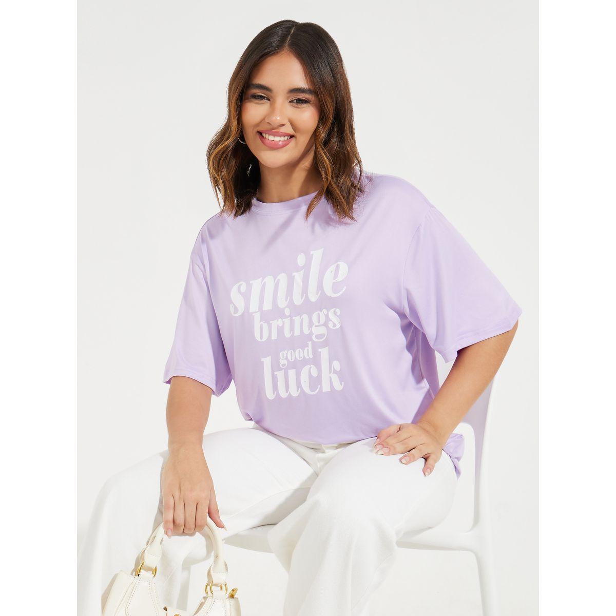 Styli Oversized Smile Slogan Print T-Shirt-women-clothing-tshirts-image-1