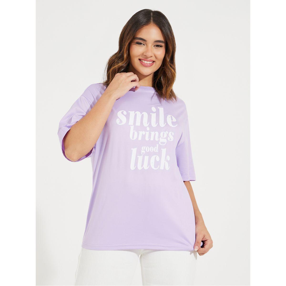 Styli Oversized Smile Slogan Print T-Shirt-women-clothing-tshirts-image-3