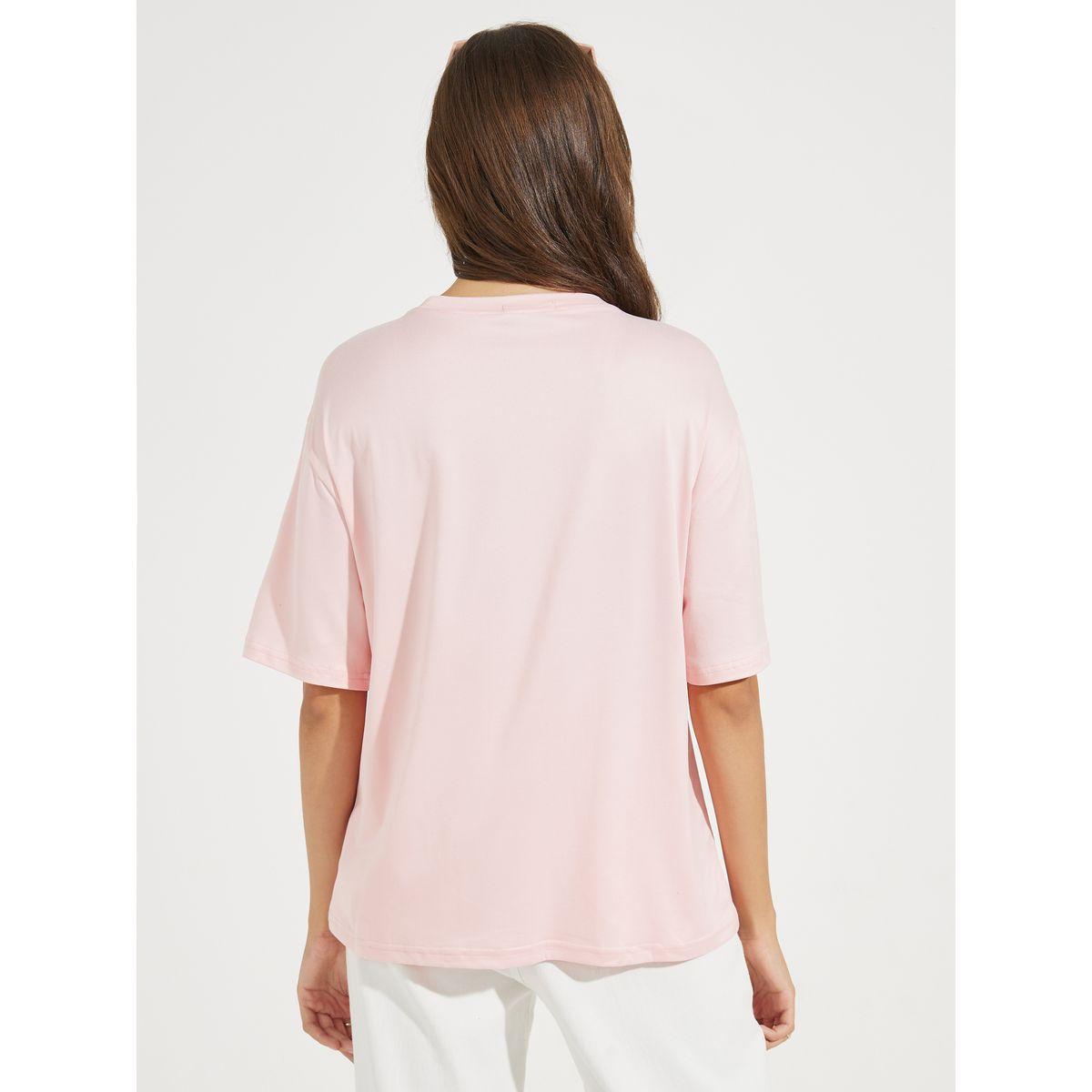 تيشيرت فضفاض مطبع بطبعة كتابة-women-clothing-tshirts-image-1